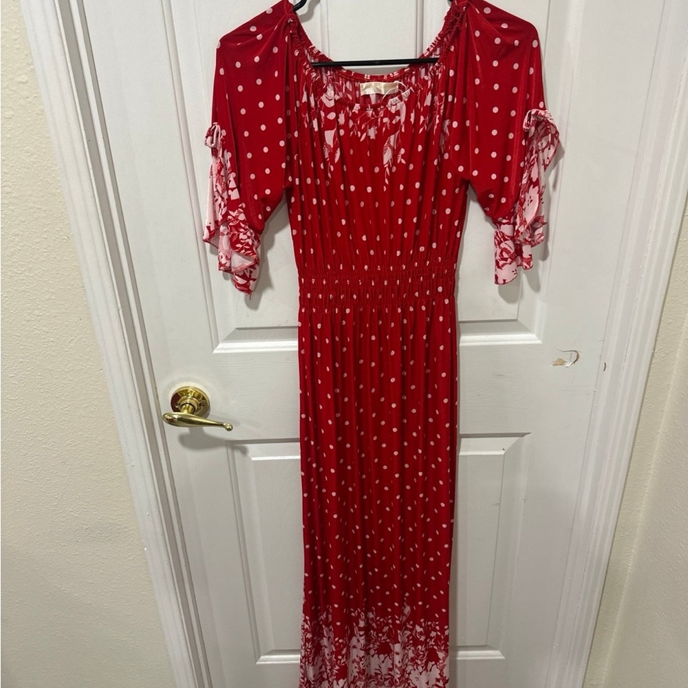 Chic Red Polka Dot Maxi Dress